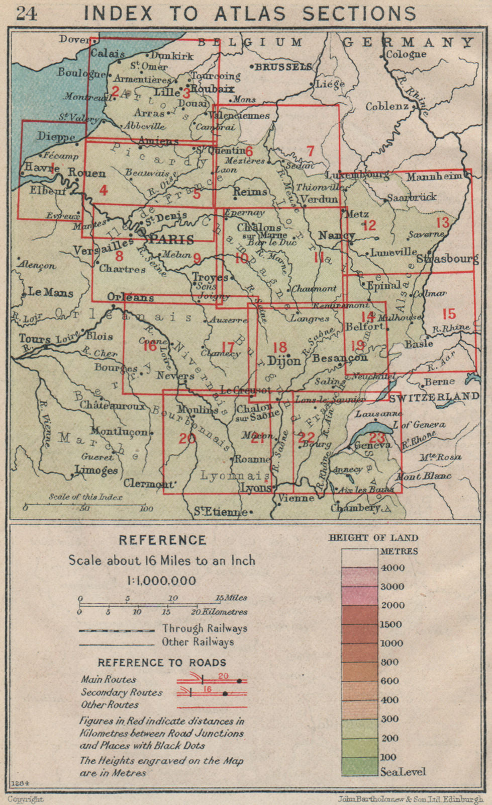 NORTH EAST FRANCE. Index to Atlas Sections 1930 old vintage map plan chart